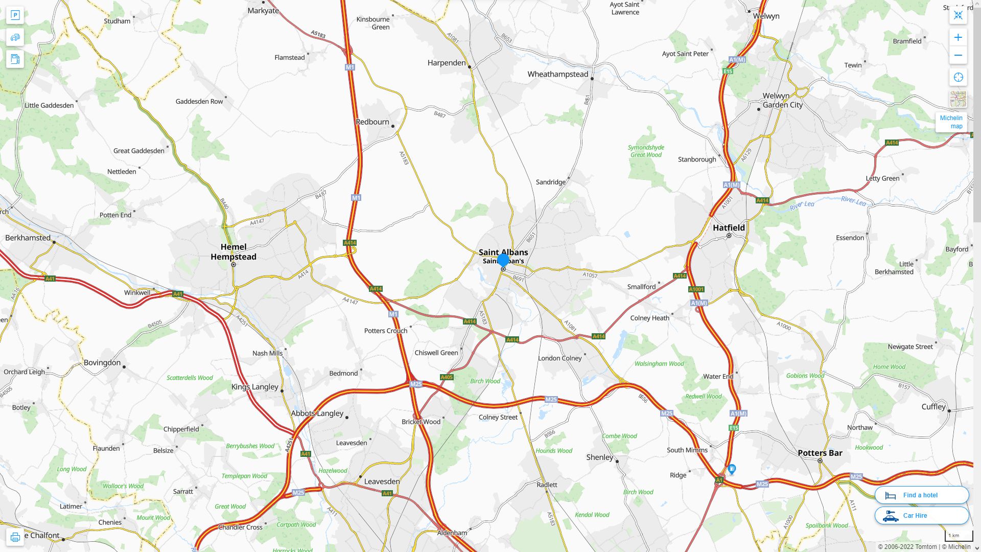 St Albans Royaume Uni Autoroute et carte routiere